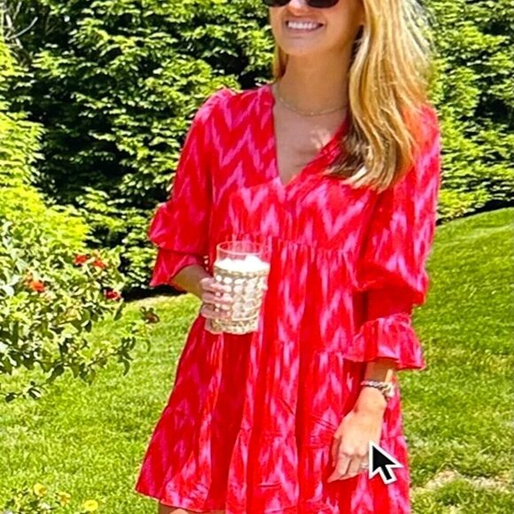 Pomander Place Dresses & Skirts - Pomander Place Hot Pink Ikat Kenzo Dress Size M in Hot Pink Ikat